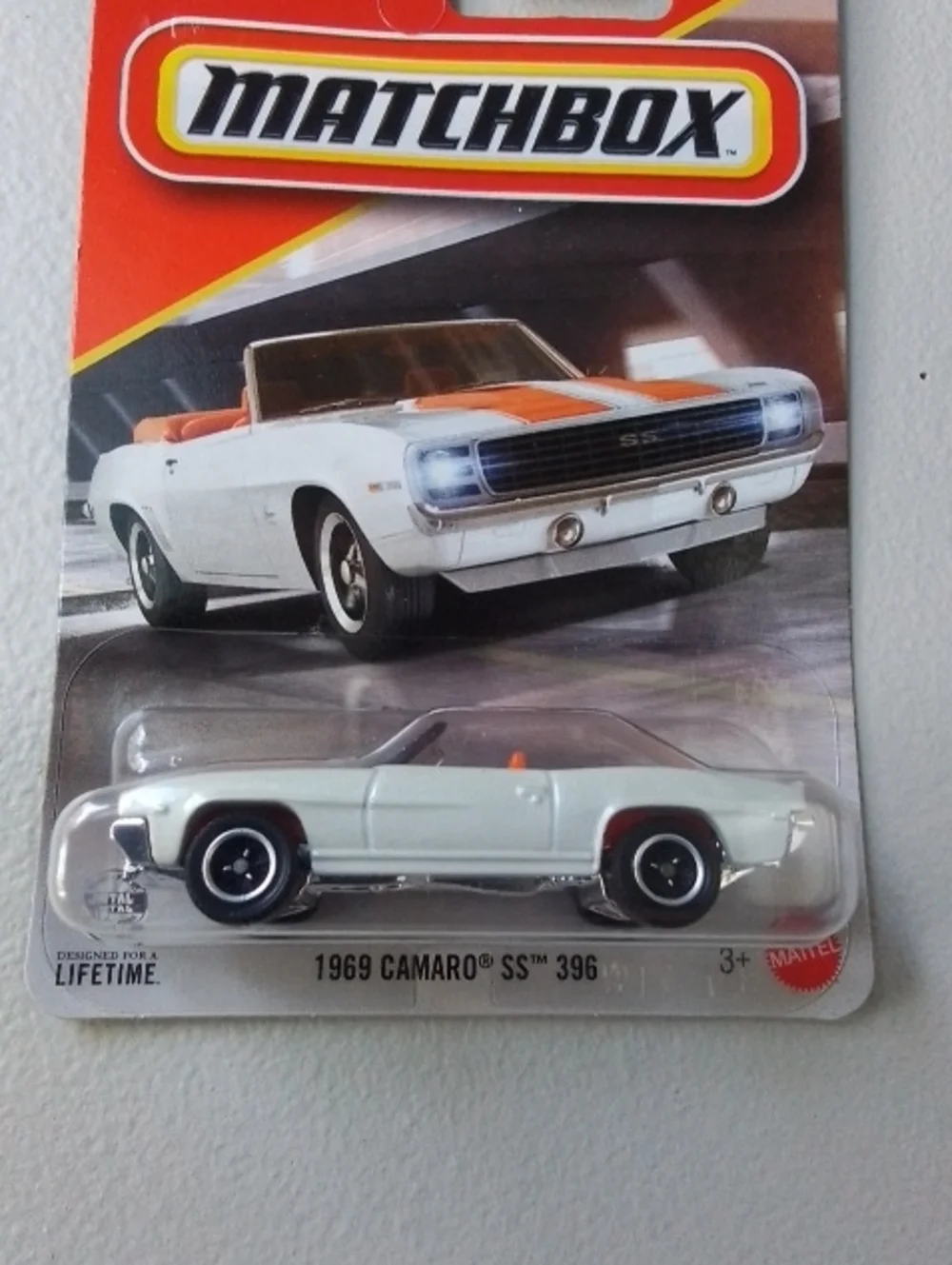 Matchbox 1969 Camaro SS 396 Die-Cast Car - White with Orange Accents